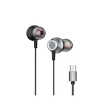 Yookie YTL-11 Wired Earphones Type-C - Black & Silver - Black