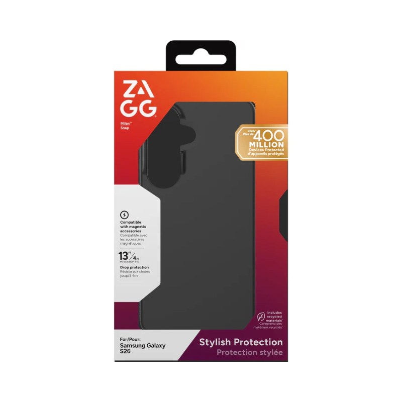 Zagg Milan Snap Magnetic Case Samsung Galaxy S26 – Black - Black