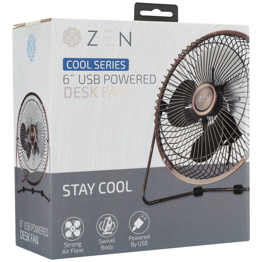 Zen Cool Series 6in Desk Fan - Copper - Kitchen and Home