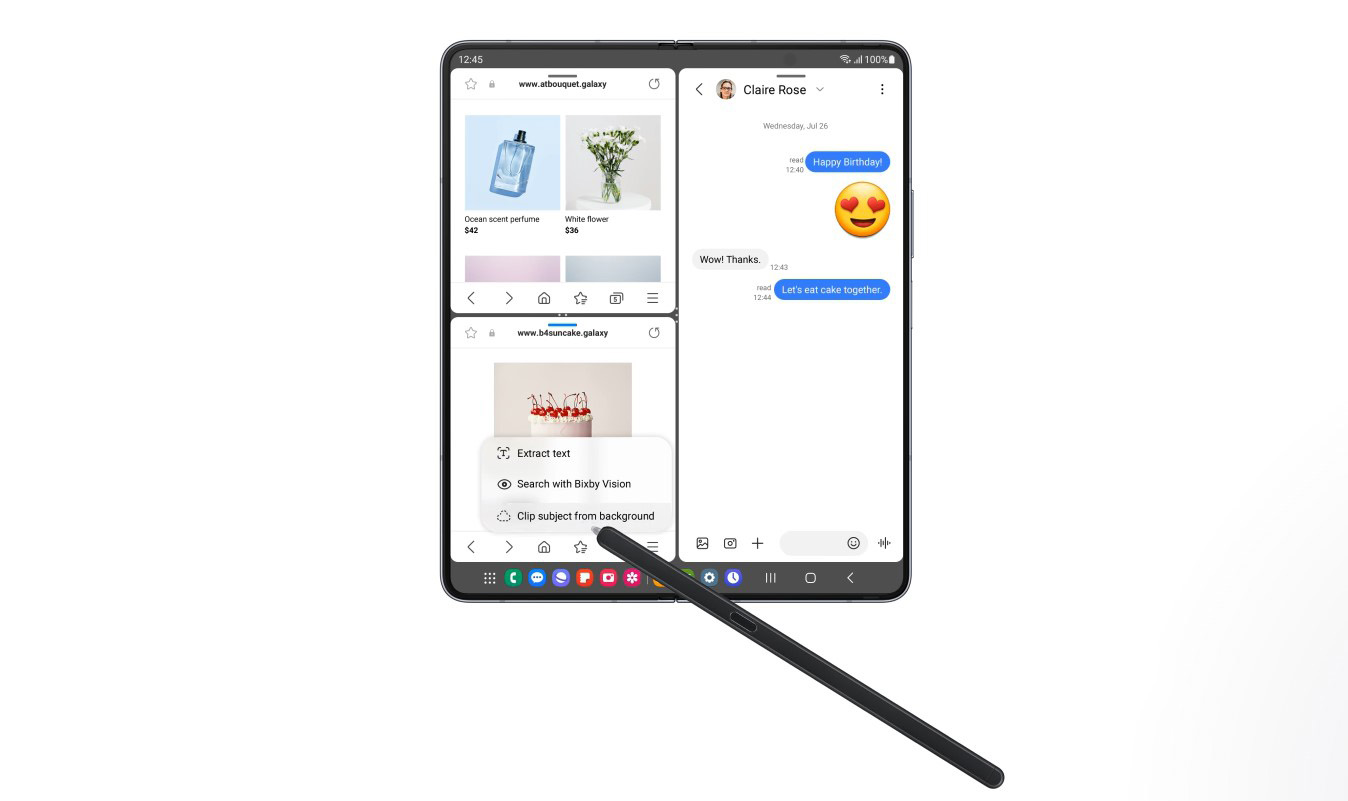 All_new_Samsung_Galaxy_Fold5_5G_2023_multitasking_screen_with_S_Pen_sold_by_Technomobi