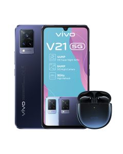 vivo V21 5G Single Sim 128GB + TWS Neo Earbuds in Dusk Blue  sold by Technomobi