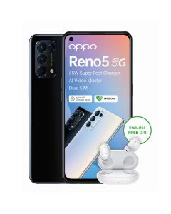 Oppo Reno5 5G Dual Sim - Starry Black with Oppo Wireless Earpods sold by Technomobi