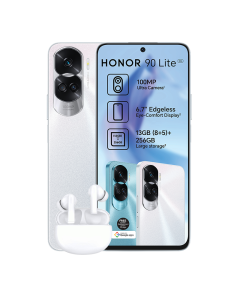 All New Honor 90 Lite 5G in Silver with Earbuds X5 by Technomobi