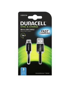 Duracell Micro USB Fast Charging Sync & Charge Cable - Black