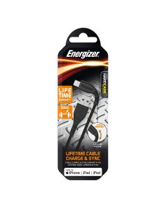 Energizer Ultimate Durability Apple Lightning Cable 1.2M - Black (Lifetime Warranty)