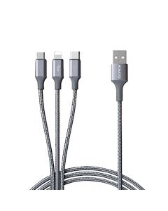 Romoss 3 in 1  Charge and Sync 1m Cable in Space Grey sold by Technomobi