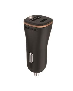 Duracell 27W USB A and USB C Car Charger - Black