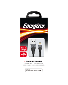 Energizer Apple Lightning Cable Bicolor 1.2M - Black