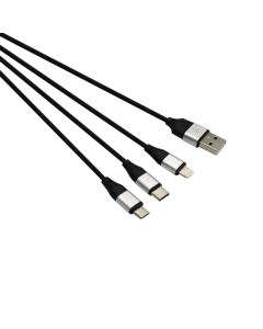 Gizzu 3 In 1 USB to Micro USB/ Type C/ Lightning 1.2m Cable sold by Technomobi