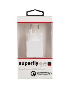 Superfly 15W Single USB Qualcomm Rapid Wall Charger - White