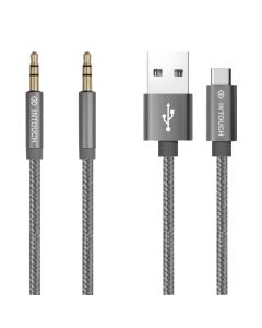 Intouch Type C Braided Cable & 3.5mm Audio Cable - Silver