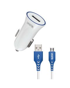 Loopd 1 Port 2.1A Car Charger + Micro USB Cable - White