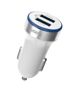 Loopd 2 Port 3.4A Car Charger - White
