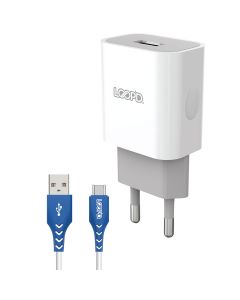 Loopd 1 Port 2.1A Wall Charger + Type C Cable  - White