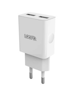 Loopd 2 Port 3.0A Wall Charger - White