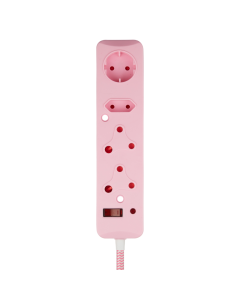 Switched 4 Way Surge Protected Multiplug 3M in Pink Sold by Technomobi