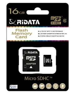 Ridata Micro SD 16GB Class 10 Memory Card & SD Adapter