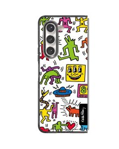 Samsung Galaxy Z Fold 5 SMAPP Pattern Keith Haring Case - White