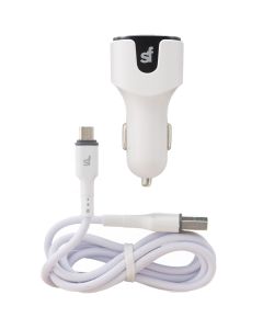 Superfly 3.4A Dual Usb Micro Car Charger  White sold by Technomobi
