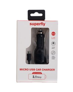 Superfly 2.1A Micro Fixed Car Charger - Black sold by Technomobi
