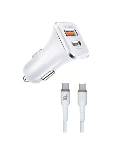 SF PD Car Charger with Type C Cable in White sold by Technomobi