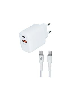 SF PD Wall Charger with Type C Cable - White