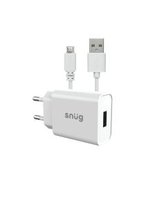 Snug Lite 1 Port 2.1A Wall Charger + Micro USB Cable - White