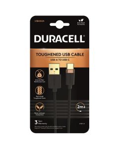 Duracell 2M USB-A to USB Type C 2.0 Braided Cable in Black sold by Technomobi