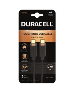Duracell 2M USB Type C to USB Type C 3.2 Gen1 Braided Cable in Black sold by Technomobi