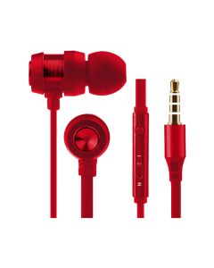 Volkano Alloy Series Earphones with Mic - Solid Red