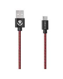 Volkano Braids Series Nylon Braided Micro USB Cable - Black / Red