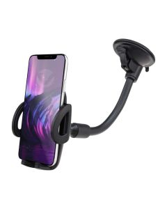 Volkano Flex Series Car Phone Holder with Suction Cup and Flexible Arm - Black