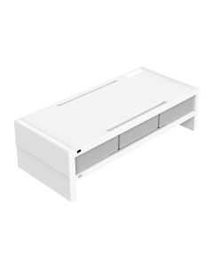 Orico 14cm Desktop Monitor Stand with Drawers in White sold by Technomobi