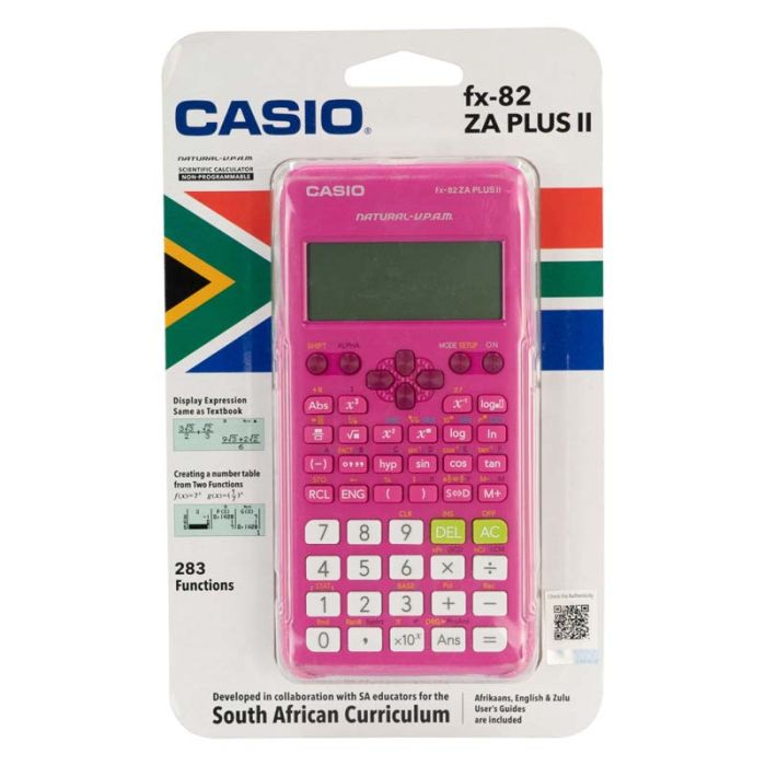 Casio FX-82ZA Plus II Scientific Calculator Pink Technomobi