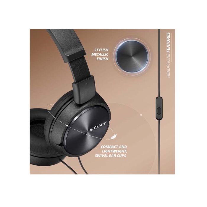 Sony MDR-ZX310AP Folding Aux Headphones with Mic - Black | Technomobi