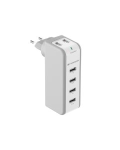 INTOUCH 6 Port Swivel Plug Wall Charger White Sold By Technomobi