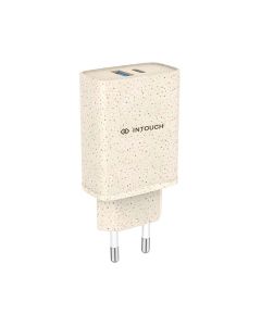 Intouch Eco Friendly Dual Port PD 20W Wall Charger in White sold by Technomobi
