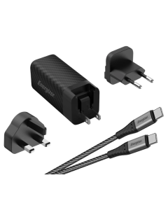 Energizer 90W Dual USB A And Type C Wall Charger With Type C Cable Black by Technomobi
