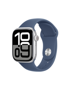 Apple Watch Series 10 GPS 46mm Silver Aluminium Case With Denim Sport Band M\L Silver Sold By Technomobi
