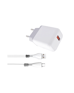 Mobile Bits 5W USB A Wall Charger with USB A to Type-C Cable White & Grey Sold By Technomobi