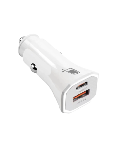 Mobile Bits 36W Dual USB A & Type-C Car Charger - White