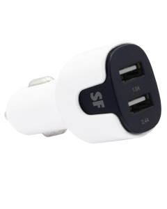 Supa Fly 17W USB A Dual Lightning Car Charger - White