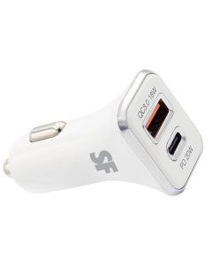 Supa Fly 38W Dual USB PD and QC Car Charger White By Technomobi