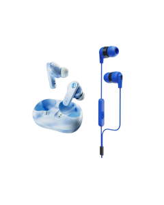 Skullcandy Bundle Ecobuds True Wireless Earbuds + Inkd In-Ear Earbuds with Mic Glacier Blue & Cobalt Blue By Technomobi
