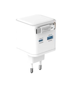 Snug 2 Port PD/USB Charger With Retractable Cable 65W - White