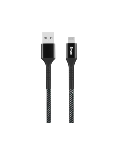 Snug USB To MFI Lightning Nylon Braid Cable 12W 1.2 Meter Black/Silver Sold By Technomobi