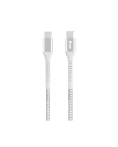 Snug Type-C To Type-C Nylon Braided Cable 60W 1.2 Metre White/Silver By Technomobi