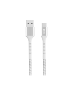 Snug USB To Type-C Nylon Braided Cable 10W 1.2 Metre White/Silver by Technomobi