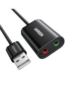 UGREEN USB To 3.5mm External Stereo Sound Adapter - Black