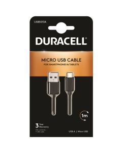 Duracell Micro USB Sync & Charge 1m Cable in Black sold by Technomobi